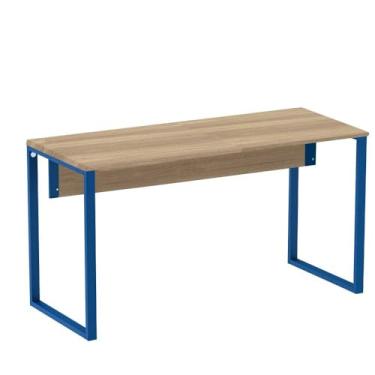 Imagem de Mesa Escritório P25 Tub Pandin 150 cm (larg) x 70 cm (prof) Tampo Mdp Noce Pé Aço Tubular Azul