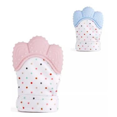 Imagem de Kit Luva Mordedora Bebê Antistress Gengival 2 Unidades - Pro Baby, azu