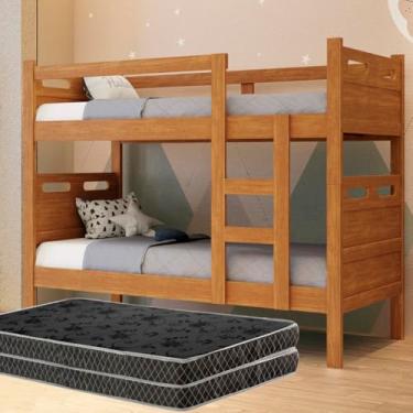 Imagem de Jaspe Beliche com 2 Colchões D20, Desmontável em 2 Camas Solteiro, Suporta 100kg por Cama (Nature)