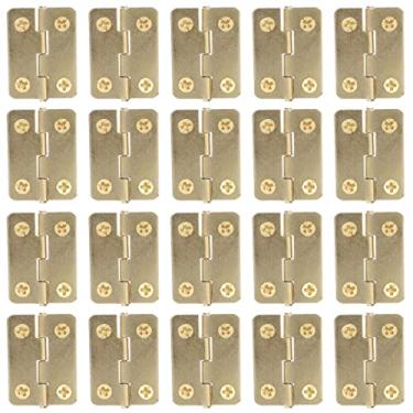 Imagem de Operitacx 20 Dobradiças Pequenas Com 80 Parafusos – Dobradiças De Porta De Armário Dobrável De 4 Furos Para Gaveta De Caixa De Madeira Armário E Portão