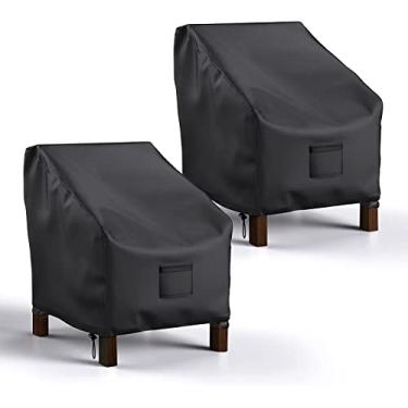 Imagem de Capas de cadeira de pátio à prova d'água, capa de assento profundo Mrrihand Lounge, capas de móveis de pátio de gramado para uso externo (76 cm L x 68 cm P x 91 cm A - Pacote com 2)