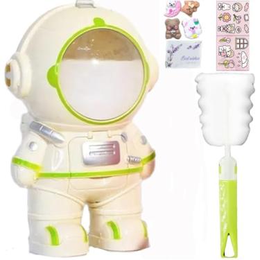 Imagem de viva story Garrafa de viagem astronauta com canudo espaço copo para beber gelo leite café desenho animado ônibus copo de plástico para piquenique festa presente de aniversário (verde astronauta, 500