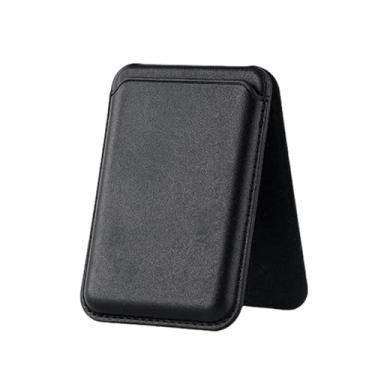 Imagem de Capa magnética de couro para iPhone 16 Plus, 15, 14, 13, 12 Pro Max, moldura de câmera de metal, porta-cartões preto, para iPhone 12