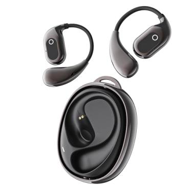 Imagem de Fones de ouvido sem fio giratórios com orelha aberta Tradução automática de IA em 144 idiomas Minutos de reunião Bluetooth 5.4 IPX4 20 horas de reprodução Carga rápida-Black