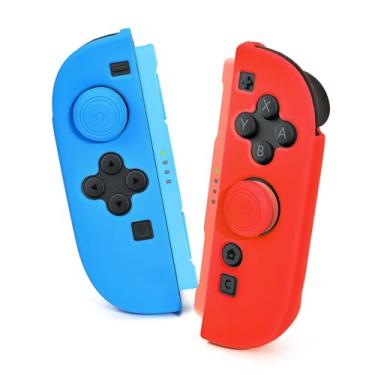Imagem de DLseego Capa protetora para Nintendo Switch 2 Joy Con Controllers, 1 par de capa de TPU de silicone macio portátil de substituição capa de cor pura adequada para modelo 2025 Joy Cons - Azul Vermelho