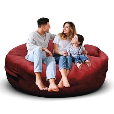 Imagem de Cadeiras de pufe para adultos de 1,8 m, poltronas macias para quarto de adolescentes e meninas, bolsa de feijão redonda confortável e fofa para crianças removíveis, capa de sofá para cadeira de