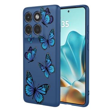 Imagem de HTXWXJC Capa de telefone para Motorola Edge 60 Fusion, XT2503-4 à prova de choque flexível bumper TPU capas macias capa padrão borboleta para Motorola Edge 60 Fusion Blue Butterfly