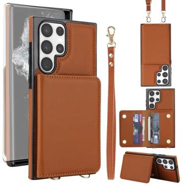 Imagem de Asuwish Capa de celular para Samsung Galaxy S23 Ultra 5G carteira de celular com protetor de tela de vidro temperado alça transversal com bloqueio de RFID S23Ultra 23S S 23 23Ultra 17.3 cm feminino
