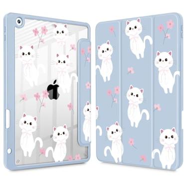 Imagem de Tuiklol Capa para iPad 10.2, versão 2021, 9ª geração, suporte embutido para lápis, suporte de três dobras, proteção de TPU (Poliuretano Termoplástico) para iPad 10.2 de 2020 e 2019 [8/7], azul gato