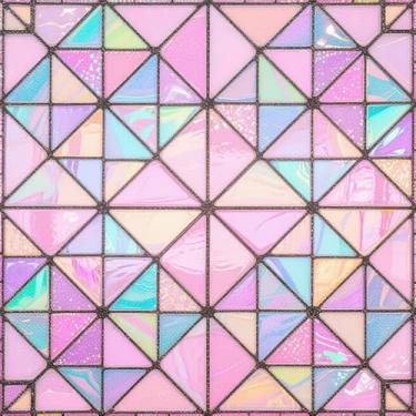 Imagem de HOMETITUTE 10 peças 30 x 30,5 cm iridescente pastel triângulo mosaico azulejos de piso descascar e colar adesivos removíveis de vinil faça você mesmo para cozinha, banheiro, sala de estar, entrada