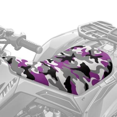 Imagem de Pensura Capa de assento para quadriciclo roxo impressão camuflada capa de almofada de assento de passageiro de motocicleta quatro rodas respirável impermeável tecido de poliéster elástico, ajuste