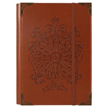 Imagem de TIEFOSSI A5 Pasta de 6 anéis para mulheres e homens, diário de couro PU com tampa dura, diário vintage bússola, cadernos retificados para a escola, agenda, viagens, trabalho, organizador