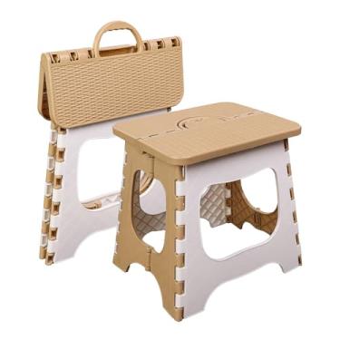Imagem de UoeRing Banco dobrável de plástico, portátil e pendurado. Banquetas dobráveis antiderrapantes, 30 cm, (café), 1 peça