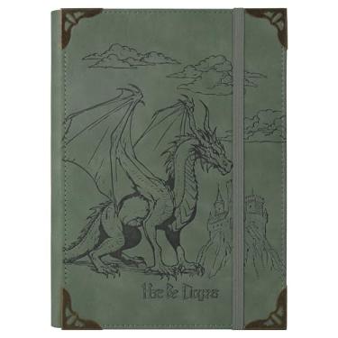 Imagem de TIEFOSSI A5 Pasta de 6 anéis para mulheres e homens, diário de couro PU com tampa dura, diário vintage dragão para crianças, cadernos retificados para a escola, agenda, viagens, organizador