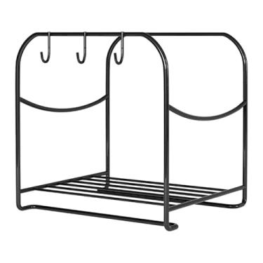 Imagem de YWJLQH Suporte de armazenamento para lavatório de banheiro, resistente, economiza espaço, suporte de ferro portátil para arte doméstica, prateleira, Preto