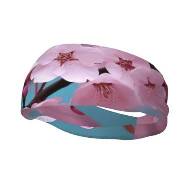 Imagem de Bandanas de corrida para homens e mulheres, faixas de transpiração de flor de cerejeira com absorção de umidade, faixas esportivas para suor, moda, lenço de cabeça atlético, faixa de cabelo elástica
