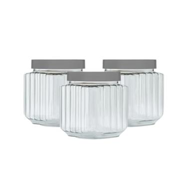 Imagem de Kit 3 Potes Plastico 1 Litro Organizador Cozinha Fileto Premium Porta Mantimentos (Cinza)