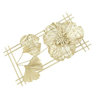 Imagem de Yctze Golden Ginkgo Folha de Decoração Pendurada - Escultura de Parede de Ferro de Metal 3D para Decoração Moderna de Casa, Sala, Escritório e Cafe