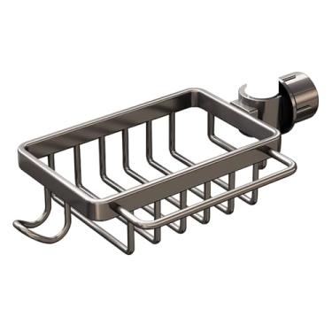 Imagem de Yemotous Organizador sobre a pia para esponja e pano de prato - suporte de torneira sem broca (serve para torneiras de 1,8 cm a 2,8 cm), cinza pistola | Alumínio à prova de ferrugem | Rack de drenagem