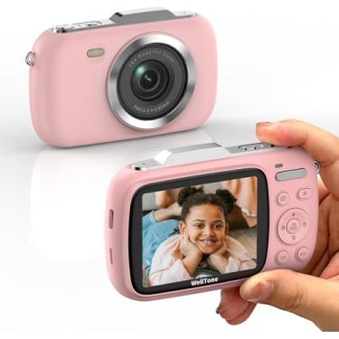 Imagem de KOMERY Câmera Digital Infantil, Vídeo 4K, Câmera Fotográfica De 64 Mp, Câmera Compacta Com Zoom De 18X, Câmera Compacta Para Apontar E Disparar, Minicâmera De Vlog Com Foco Automático, Tela De 2,8''