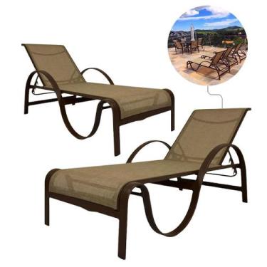 Imagem de Kit 2 Espreguiçadeiras Maré Ondulada Alumínio com Tela Sling - NossaKa
