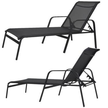 Imagem de Kit 2 Espreguiçadeira em Alumínio e Tela Sling Para Piscina - NossaKas