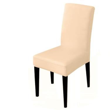 Imagem de Capa para cadeira elástica de 1/2/4/6 peças, capa universal ajustável para cadeiras de jantar, capa de assento resistente à descoloração para casa (1 peça/creme)
