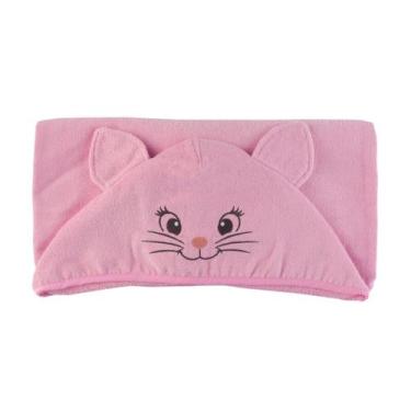 Imagem de Toalha de Banho Infantil com Capuz Algodão Bordada Teka, Rosa