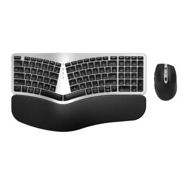 Imagem de Teclado e mouse sem fio Combo EDJO Ergonômico Recarregável
