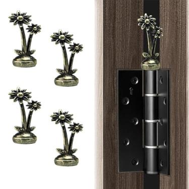 Imagem de WLHYHH Cabeças de dobradiça decorativa com ímã de gárgula de gato para decoração de casa (flores 4)