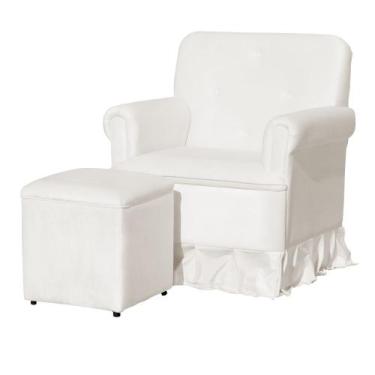 Imagem de Poltrona Amamentação Balanço Para Quarto Com Puff Laura Suede - Estopa