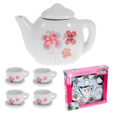 Imagem de Conjunto De Chá Porcelana Com Pires Xícaras E Bule Decorado Colecionáv