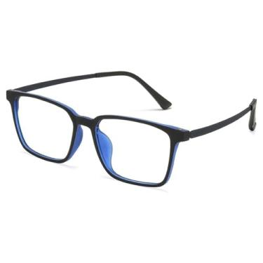 Imagem de Armação de óculos masculina simples, leve, elástica, retrô, titânio puro, óculos masculinos, preto, azul, C