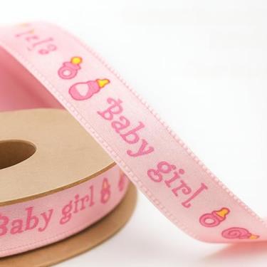 Imagem de Conjunto de fita de chá de bebê It's a Girl – 100 laços de cetim rosa e carretel de 10 jardas, fita para lembrancinhas, presentes e artesanato, decorações de chá de bebê feitas de tecido de poliéster