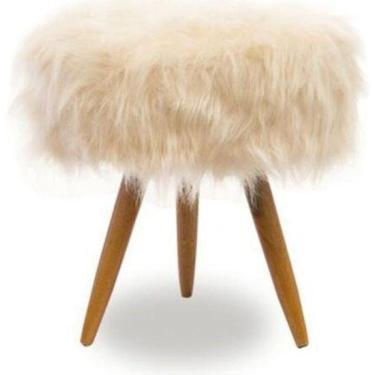 Imagem de Puff Para Sala E Hall De Entrada Redondo Pelúcia Bege