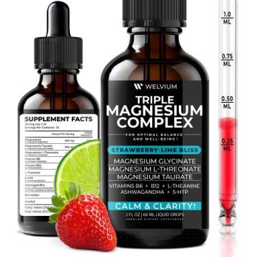 Imagem de Suplemento líquido WELVIUM Triple Magnesium 60 ml de morango e limão