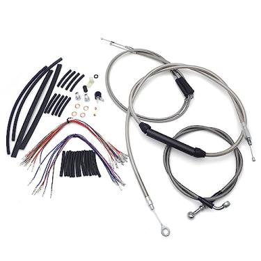 Imagem de HTTMT - Kits de extensão de cabo/linha estendidos Dyna Super Glide/Wide Glide/Low Rider 1996-2006 - [Chrome] Compatível com guidão de 40.6 cm H-D 96-06 Dyna sem ABS Wide Glide/Low Rider [P/N