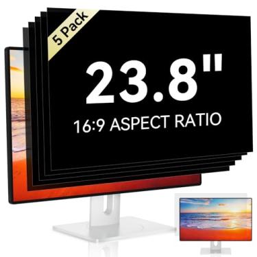 Imagem de [Pacote com 5] Tela de privacidade de computador de 23,8 polegadas para monitor widescreen 16:9, antirreflexo, proteção ocular antirUV, filtro de monitor de LED para PC, película removível