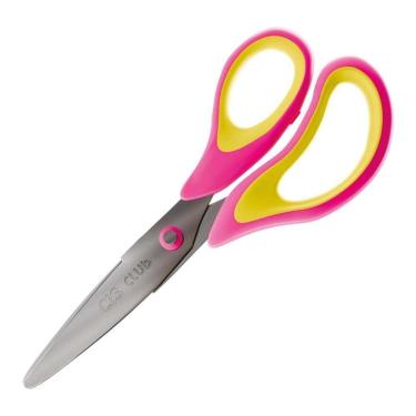 Imagem de Tesoura Escolar 14Cm Ponta Arredondada Rosa/Amarelo Cis