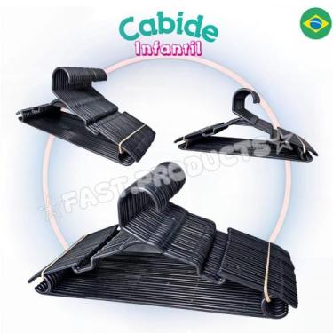 Imagem de Cabide infantil preto kit 50 unidades para bebês. - JF.INDUSTRIA 