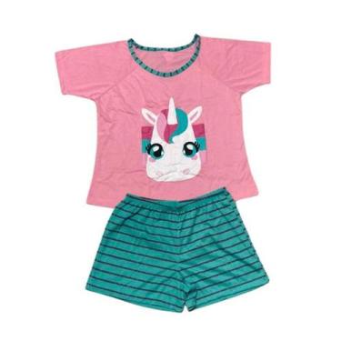 Imagem de Conjunto Pijama Adulto Feminino Curto Verão Meia Manga Estampado Baby 