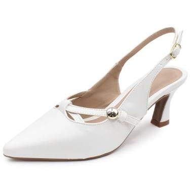 Imagem de Scarpin Re&Ton Slingback Moderno Salto Baixo SC18 (Branco, BR, Adulto, Numérico, 39)