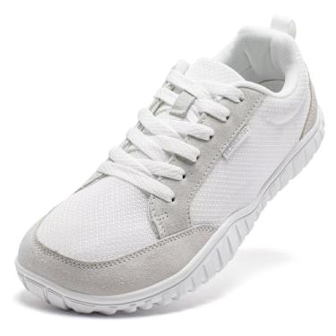 Imagem de HOBIBEAR Tênis unissex largo atlético descalço para homens e mulheres, tênis de corrida e trilha ao ar livre, Branco, 38 BR G