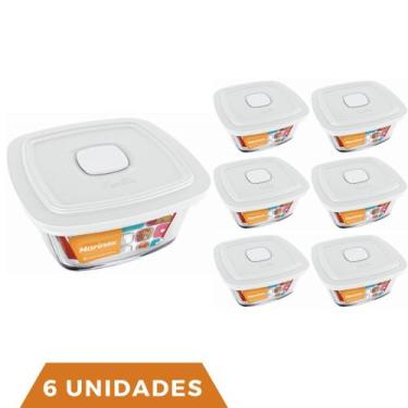 Imagem de 6 Potes Vidro Facilita Vap Quadrado Com Tampa 2L Marinex - NADIR FIGUE