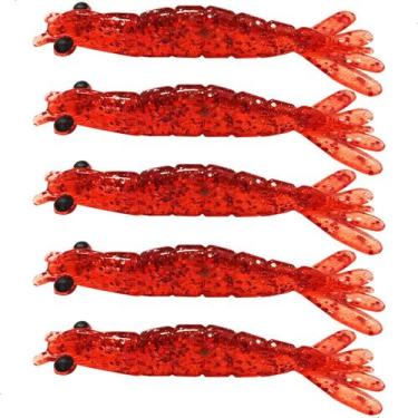 Imagem de Kit 5 Iscas Camarão Artificial 6cm - Pesca Robalo Tucunaré Corvina  - 