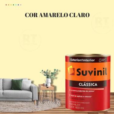 Imagem de Tinta Para Parede Acrílica Suvinil Clássica 800ml Cor Amarelo Lavável 