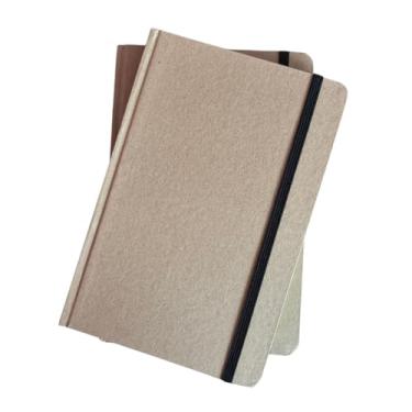 Imagem de Caderno Tipo Moleskine Com Pauta 14x21 Caderneta de Anotações com Capa Dura e Elástico Tamanho A5, Kraft