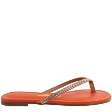 Imagem de Rasteira Vizzano Brilho Feminino, Laranja, 38