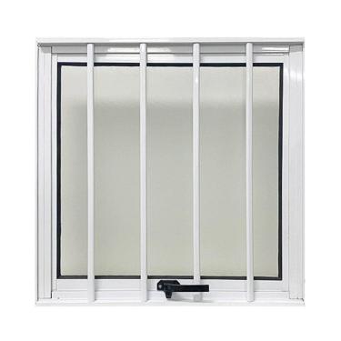 Imagem de Janela Vitro Maxim Ar de Alumínio 80x60cm Mini-Boreal com Grade Veneza Branco