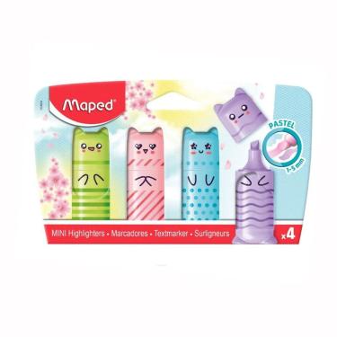 Imagem de Pincel marca texto Mini Pastel c/ 4 cores 743604 - Maped